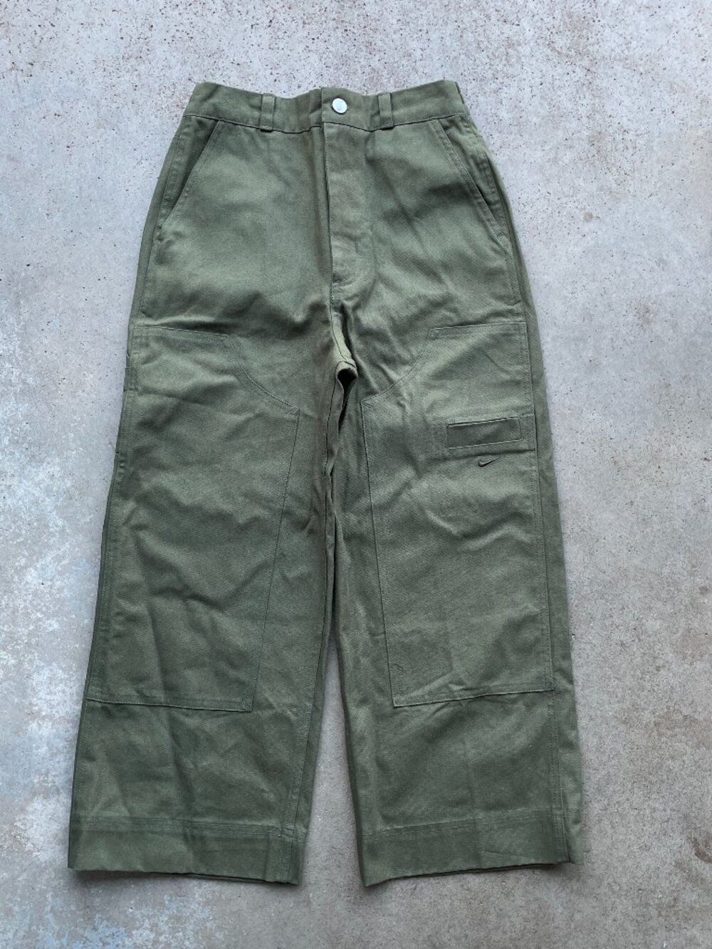Nike Carpenter Double Knee Jeans Green Baggy Loose 25x22 Boys Fit